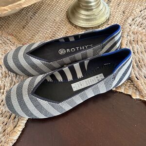 Rothy's The Flat round-toe ballet flats black and white stripes